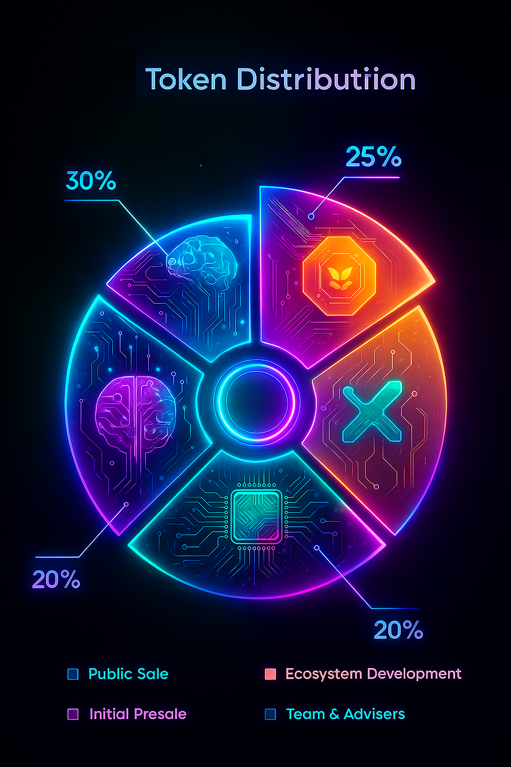 Pie chart of Grokvarum token distribution